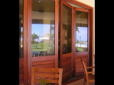 Patio folding door (half glass/half louver)