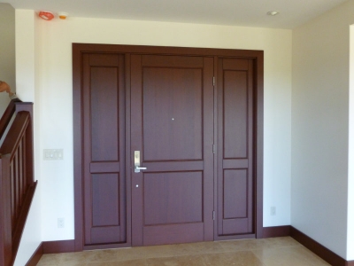 Entrance door with wooden sidelites